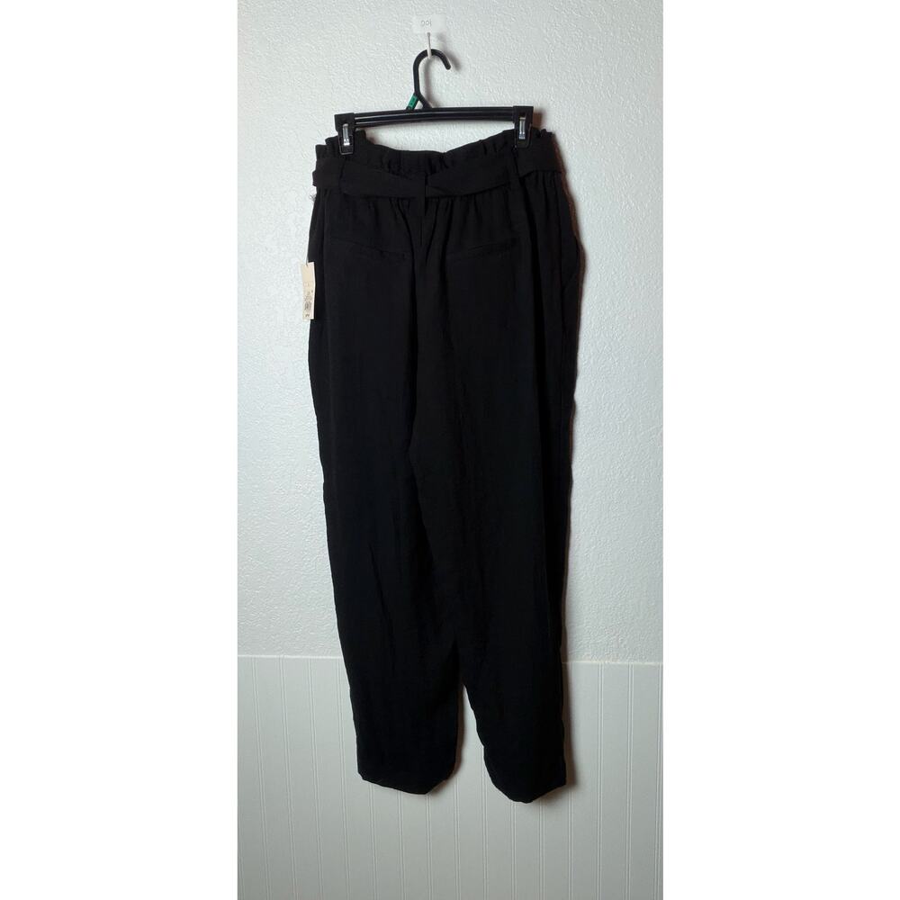 A New Day Tie Front Pants Large Black Paperbag High Waist - Picture 3 of 4